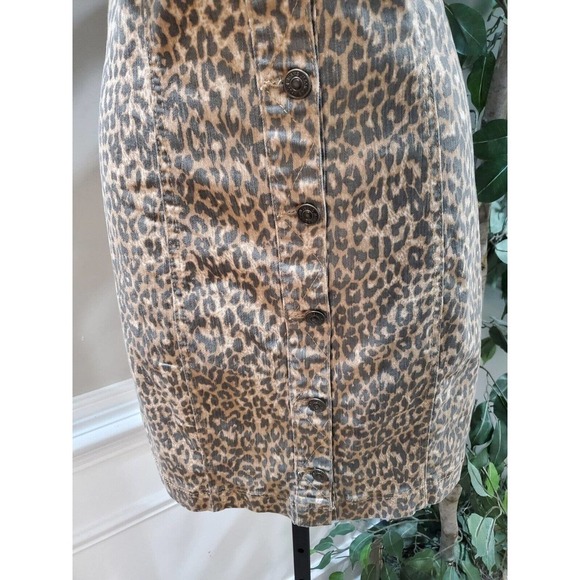 Jessica Simpson Taye Wildcat Brown Animal Print Denim Knee Length Dress Large - Picture 4 of 11
